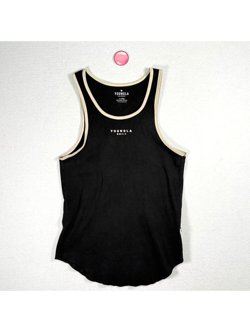 YoungLA Classics 324 Black Cream Trim Tank Top Mens XL